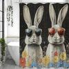Классная шторка для душа Cool Bunny, Цветочная весенняя черная декоративная шторка для ванной, Водонепроницаемая шторка для душа с крючками