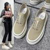 Thick-soled Elastic One-pedal Canvas Shoes Women's New Versatile Breathable Casual Shoes Autumn Little White Shoes Board Shoes Women