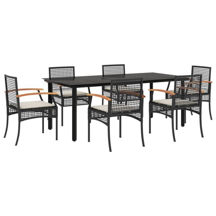 VidaXL Ensemble à Manger de Jardin avec Coussins 7pcs, Table et Chaise de Terrasse, Meubles de Patio, Mobilier d'Extérieur, 3213608