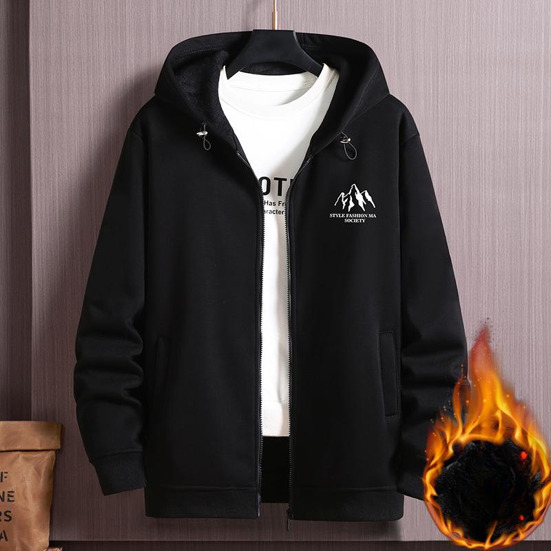 Мужская зимняя куртка на молнии 10XL Plus из бархата с утолщением, повседневная модная куртка с капюшоном, мужская одежда больших размеров, высококачественный универсальный топ черного цвета