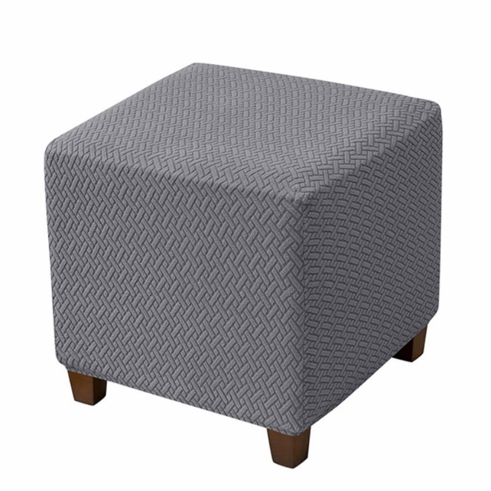 Universal Ottoman Stool Cover T-shaped Pattern Stretchable Sofa Footrest Slipcovers Elastic Band Removable Jacquard Stool Cover