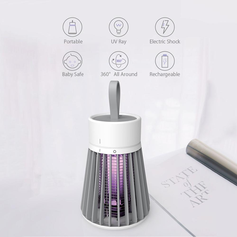 Electric Mosquito Lamp Portable Mosquitoes Trap with UV Ray & Electric Shock Technology Rechargeable & Quiet Bug Zapper for Bedroom Baby Room Office