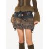 Retro Large Size Leopard Print Edge Hip Skirt Female Hot Girl Design Denim Patchwork Skirt