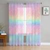 Mermaid Scales Ocean Rainbow Sheer Curtains for Bedroom Living Room Decoration Window Curtain Kitchen Tulle Voile Organza Drapes