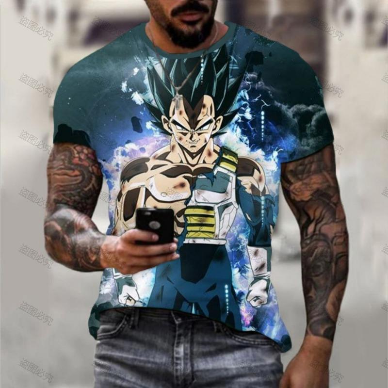 Мужская 3D-печатная футболка с мультяшным принтом Аниме Dragon Ball Z Летняя Харадзюку Мужская Одежда Goku Супер Сайян Футболка с коротким рукавом