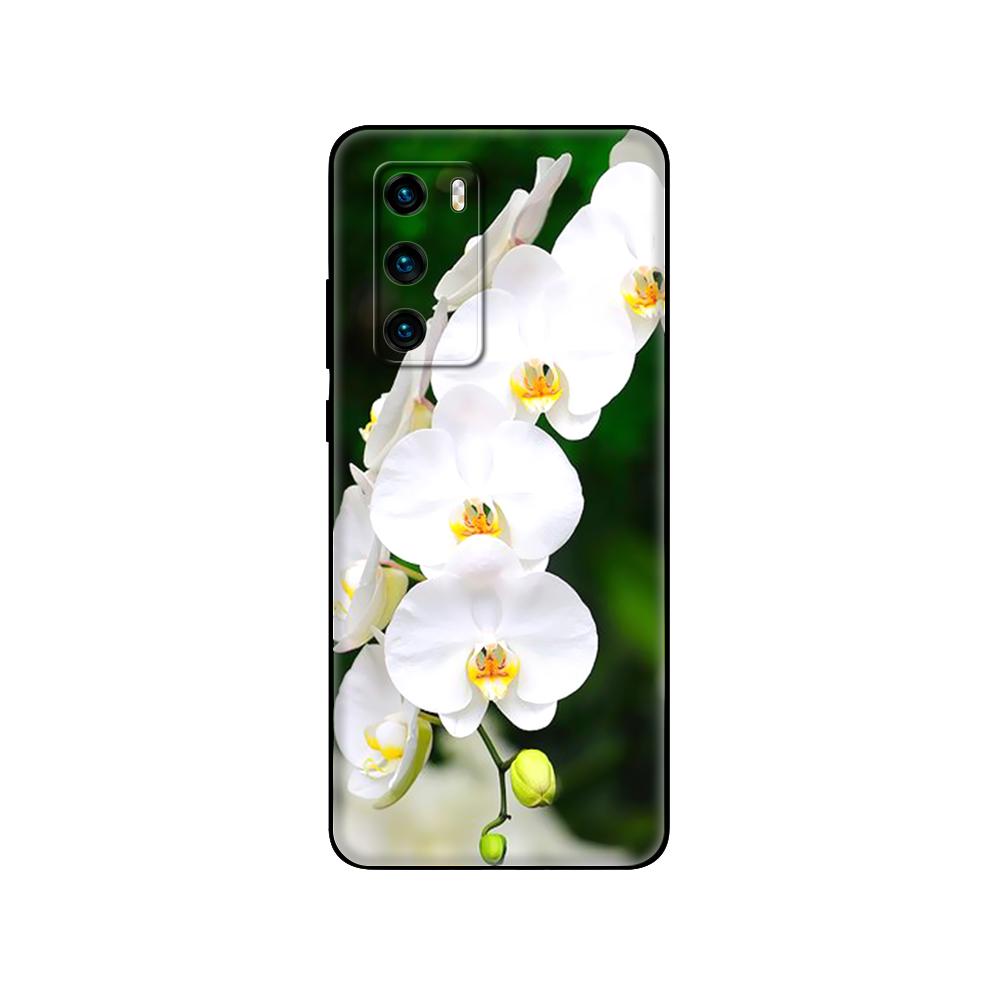 Черный чехол из ТПУ для Huawei P30 Lite P30 Pro P40, чехол для Huawei P40 LITE EP Smart 2020, чехол с изображением цветов орхидеи Colorfu