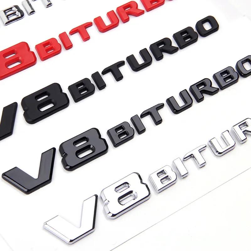 3d ABS Black Logo V8 BITURBO Emblem Car Fender Badge For P7C63 G63 E63 S63 Accessories