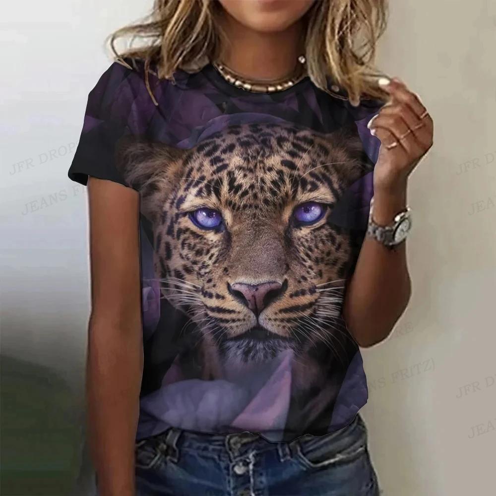 Summer Tiger Pattern T-shirt Animal 3D Printing Women's Casual Short Sleeved Retro T-shirt Y2k Harajuku T-shirt Women's Clothing