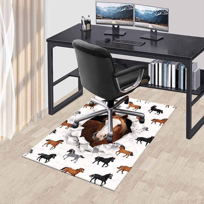 1PC Horse Print Non-Slip Floor Carpet Compatible for Office&Living Room&Bedroom&Dining room - Flat- Soft & Pattern, Vibrant Colors-W276