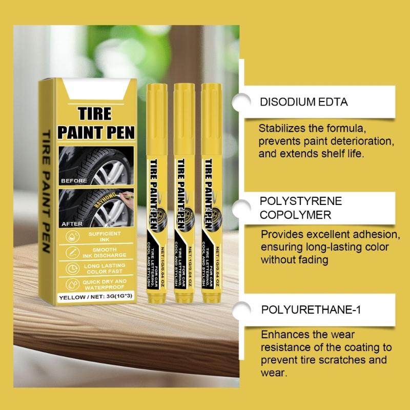 15 шт. Желтая ручка для краски для шин, быстросохнущая, водостойкая, желтая ручка-маркер для шин для автомобильных шин, для надписей на шинах, ремонта царапин