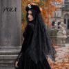 Gothic Halloween Headpiece Pumpkin Skull Floral Headband, Stable Hair Hoop with 3D Artificial Spooky Headband Flowers And Spiderweb Black Gauze Party