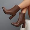Винтажные женские ботильоны на толстом каблуке, модные, с острым носком, туфли для стриптиза, осенне-зимние женские кожаные ботильоны