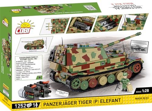 COBI 2582 Истребитель танков Тигр Элефант HC Вторая мировая война 1:28 Кирпичный Модель Танка 1252шт