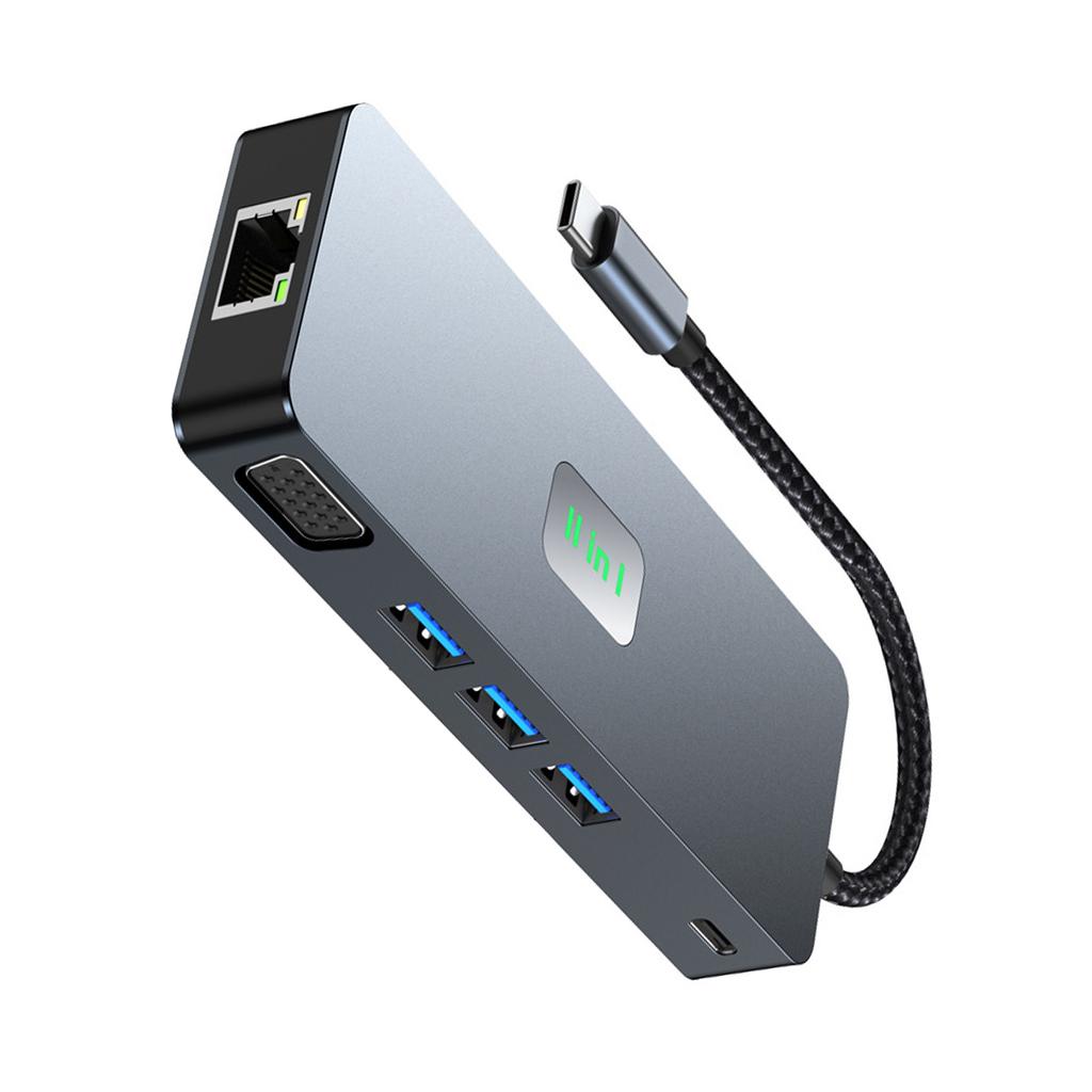 11 in 1 TYPE-C to RJ45 Gigabit USB3.2 HDMI DP+SD/TF 3.5mm Audio VGA PD100W PC