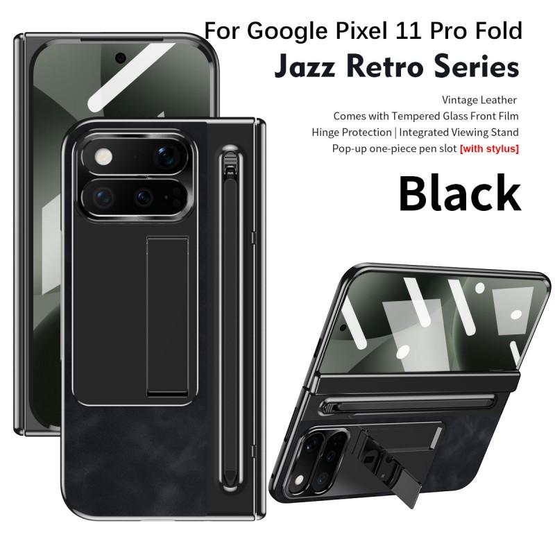 Премиальный чехол с полным покрытием для Google Pixel 11 Pro Fold С отделкой под кожу Встроенный слот для стилуса Защита шарнира Ударопрочный