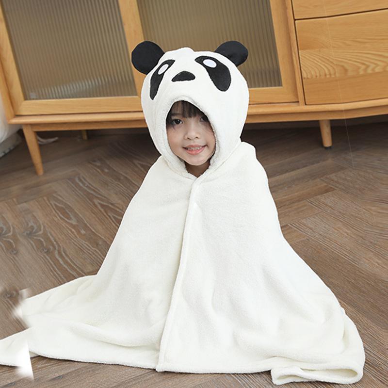 Cartoon Baby Bath Towels Hooded Towel Toddler Bathrobe Warm Coral Fleece Sleeping Swaddle Wrap for Boys Girls Bath Cloak