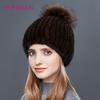 SOMALER Real Mink Fur Hat Female High Quality Thick Warm Winter Hats For Women Fashion Luxury Fur Pompom Beanies