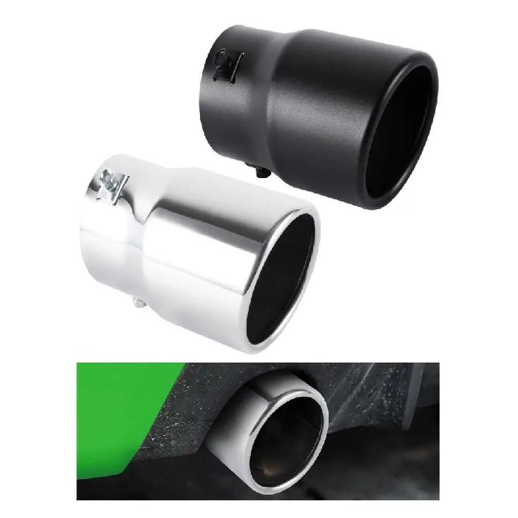 1pc Universal 6.3CM Exhaust Tailpipe Tips Car Accessories Round Angled-mouth Straight Stainless Steel With Single Outlet