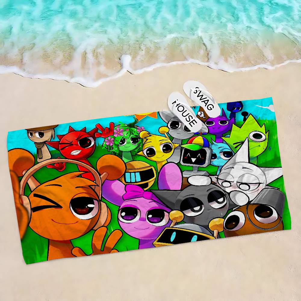 S-Sprunki Incredibox Микрофибровое Пляжное Полотенце Впитывающее Быстросохнущее Мягкое Для Йоги Плавания Курорта Альпинизма