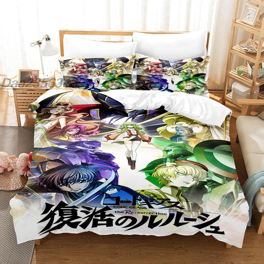 Code Geass Bedding Set Single Twin Full Queen King Size Bed Set Teenager Bedroom Sheet Set 3D Print Anime Kawaii