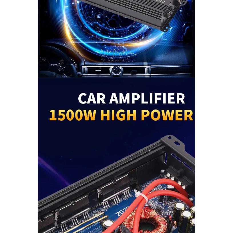 Car Max 1500W single-channel car audio amplifier, low distortion, smooth sound quality, Class D high-power car power amplifier,