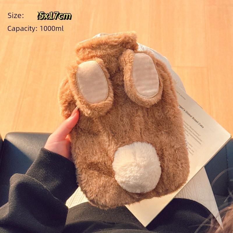 Cute Plush Water-Filled Hot Water Bottle for Students, Embroidered Hand Warmer, Thickened Insertable Warm Water Bag, Warm-Up Doll for Girls