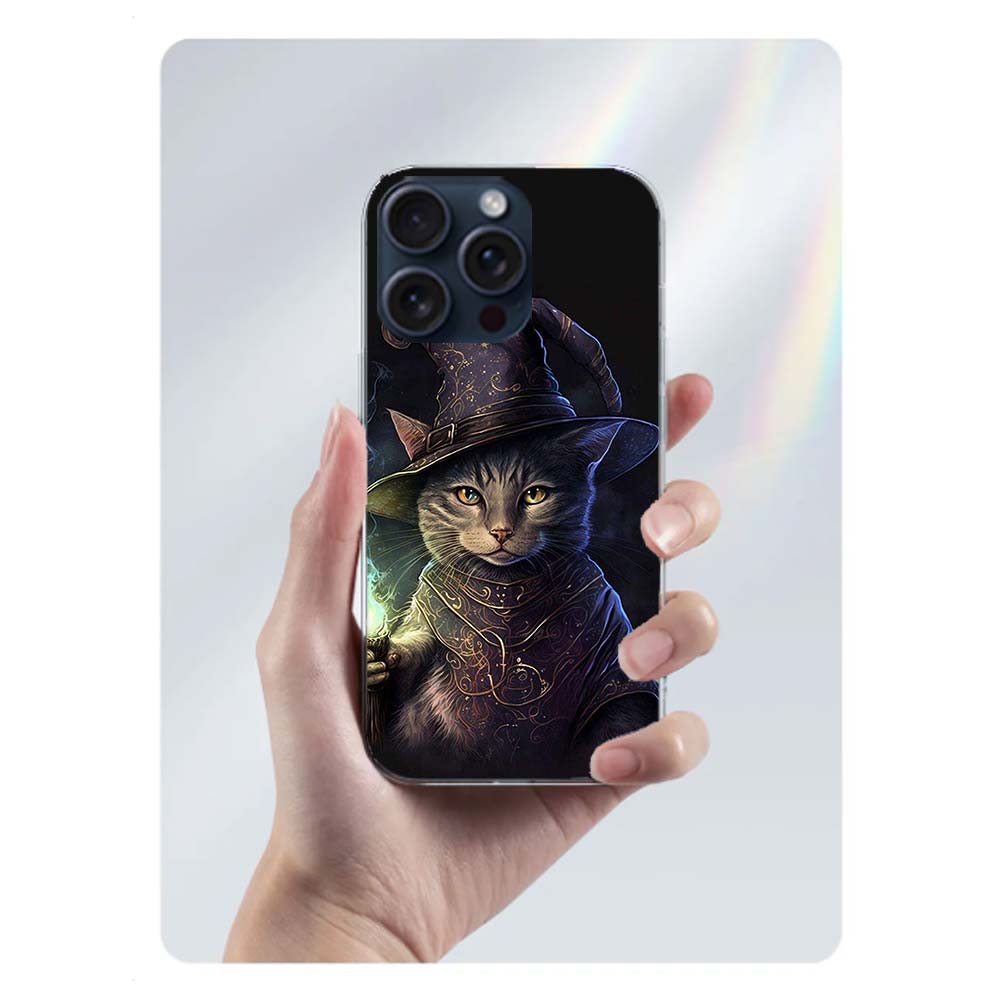 Halloween Magic Cat Clear Phone Case For Iphone 17 Air 16 Pro Max 15 Pro 14 Plus 17E 16E 11 13 12 Mini Cover Cases Fundas Cell T
