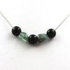 Black Agate Pearl Necklace 8 Mm + Brazilian Apatite - ABIJOUX - Stainless Steel Chain