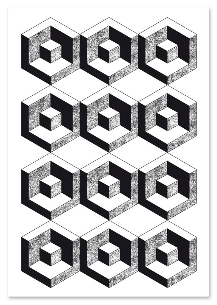 Постер геометрический узор черно-белый