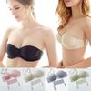 Women's Strapless Invisible Bra Replaceable Sheer Buckle Braletter Push Up Half Cup Tank Top Sexy Underwear