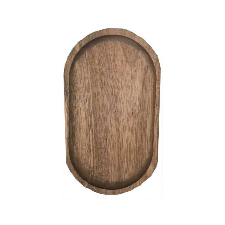 Small Oval Wooden Japanese Style Tray for Desserts and Afternoon Tea, Made of Solid Wood.