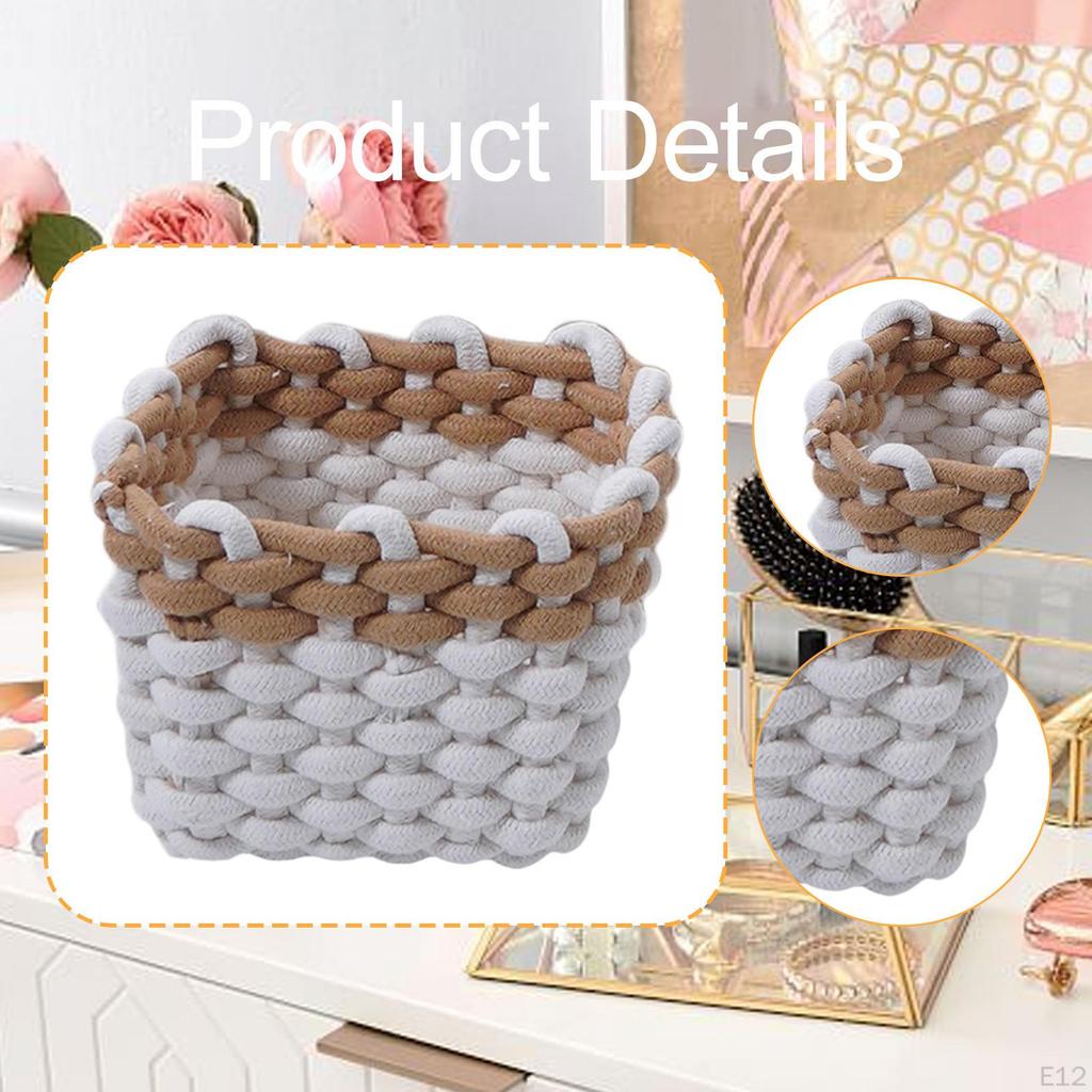 Macrame Woven Decorative Basket Minimalist Heavy Duty Storage for Nursery Closet Decor