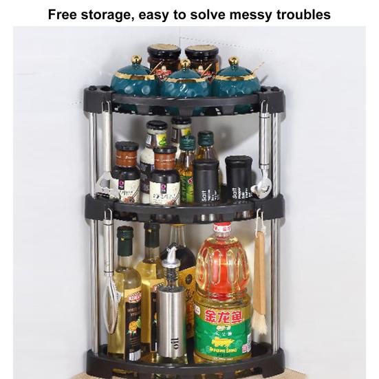 1 Set Kitchen Storage Shelf Stainless Steel Kitchen Corner Storage Organizer Detachable Shelf Home Supply