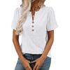 Summer Round Neck Short Sleeved Flower Jacquard Top Button T-shirt for Women Shirt