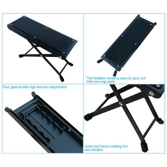 Guitar Foot Stool Height Adjustable Folding Leg Rest with Anti-Slip Rubber Pads Guitar