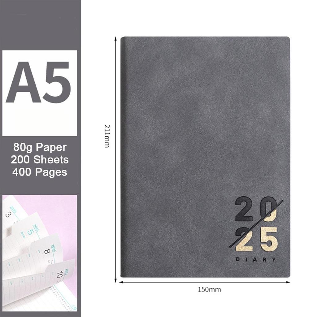 Кожаный деловой план на 2025 год формата А5, ежедневник для студентов, дневник учета на 365 дней, блокнот, памятка, 200 листов, 400 страниц