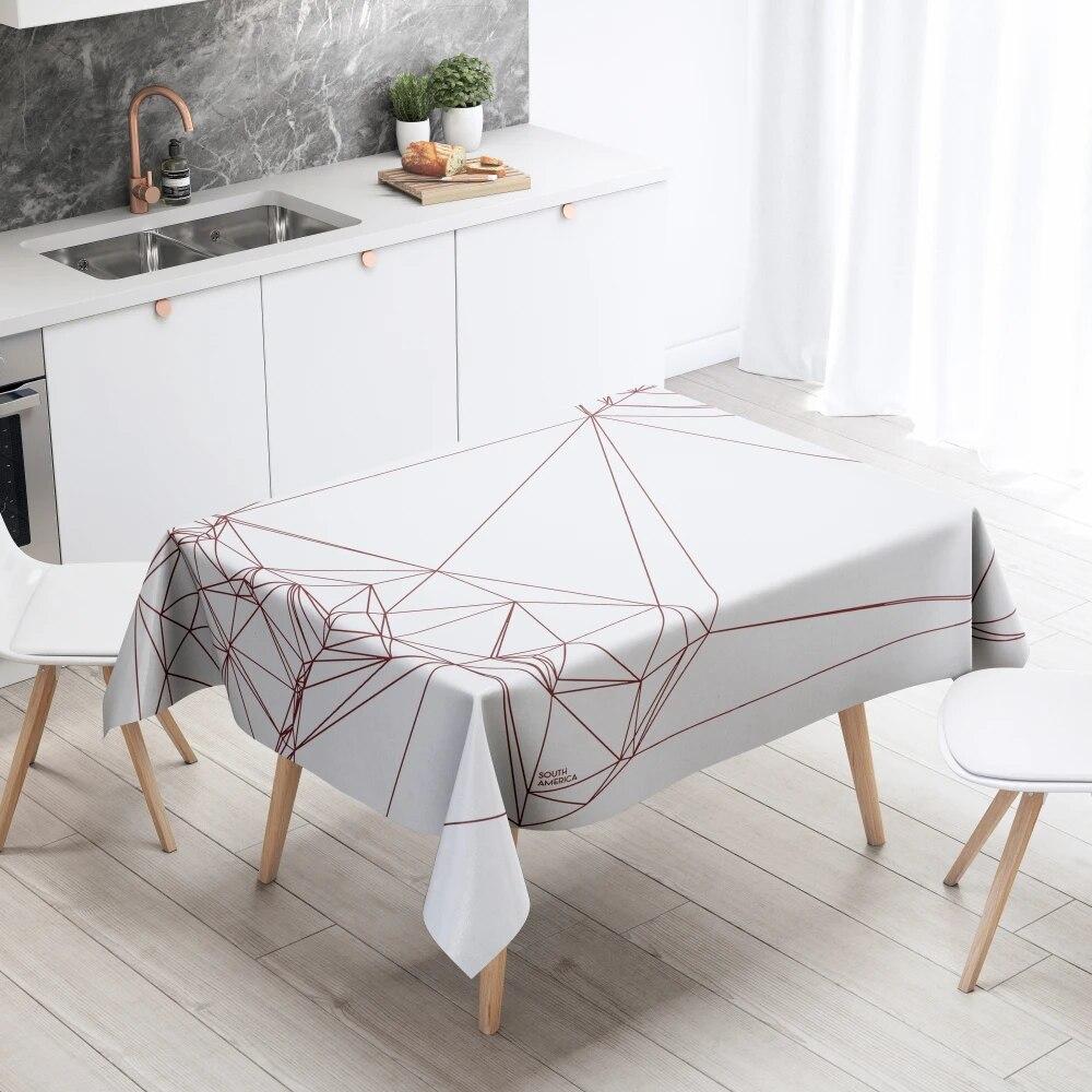 Скатерть с геометрическими линиями, домашний декор, устойчивая к пятнам водонепроницаемая скатерть для украшения стола, прямоугольная кухонная столешница для камина