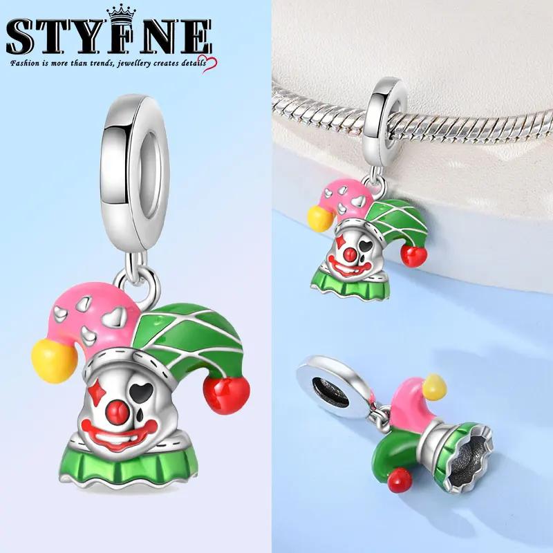 Anniversary Halloween Series Copper Circus, Clowns & Tickets Triple Dangle Charm Fits 3Mm Bracelet Funny Joker Beads Jewelry