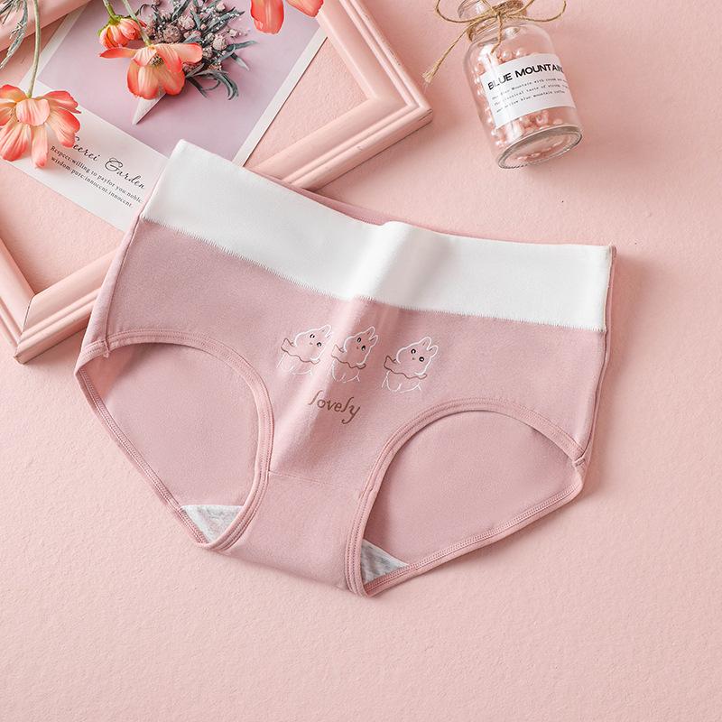 High Waisted Pure Cotton Cute Underwear Printed Japanese Women's Tight and Breathable Briefs