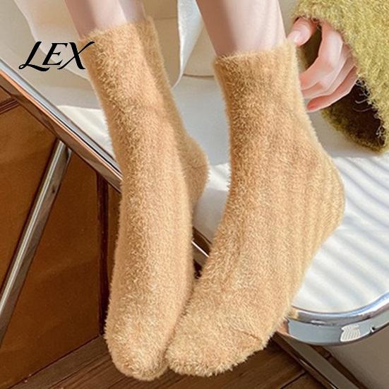 Cozy Plush Thermal Hosiery Thickened Imitation Mink Velvet Socks for Women, Soft Socks, Winter Warm Solid Color Home Indoor Living Room Bedroom