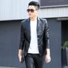 Suit Collar Leather Jacket  Men's Black Three-dimensional Patch Pocket  Youth Without Hood  Spring and Autumn Casual Single Breasted Jacket