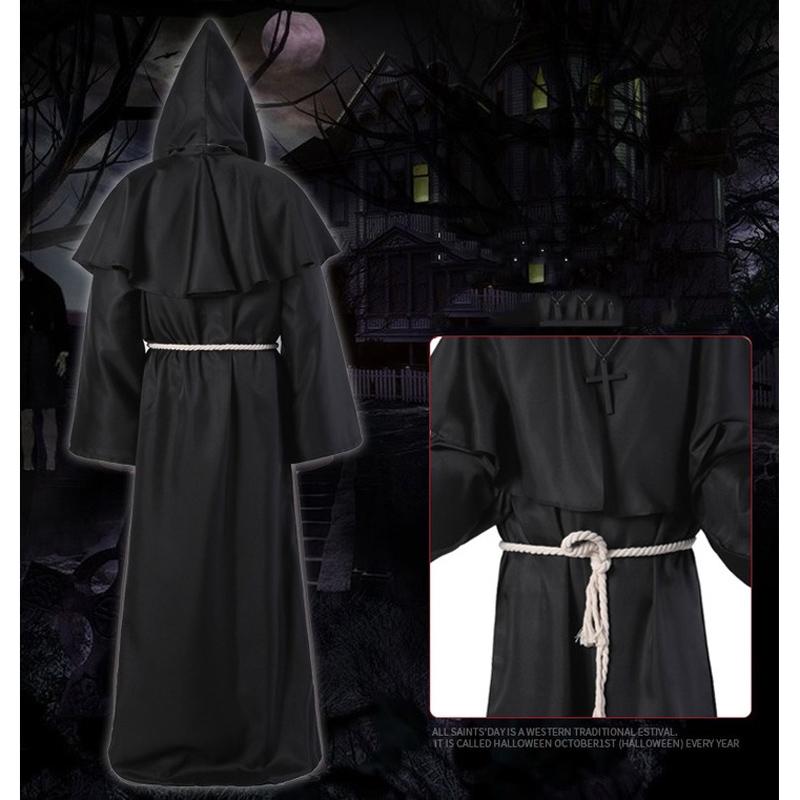 Wizard Costume Cosplay Medieval Monk Friar Robe Priest Costume Ancient Clothing Christian Suit