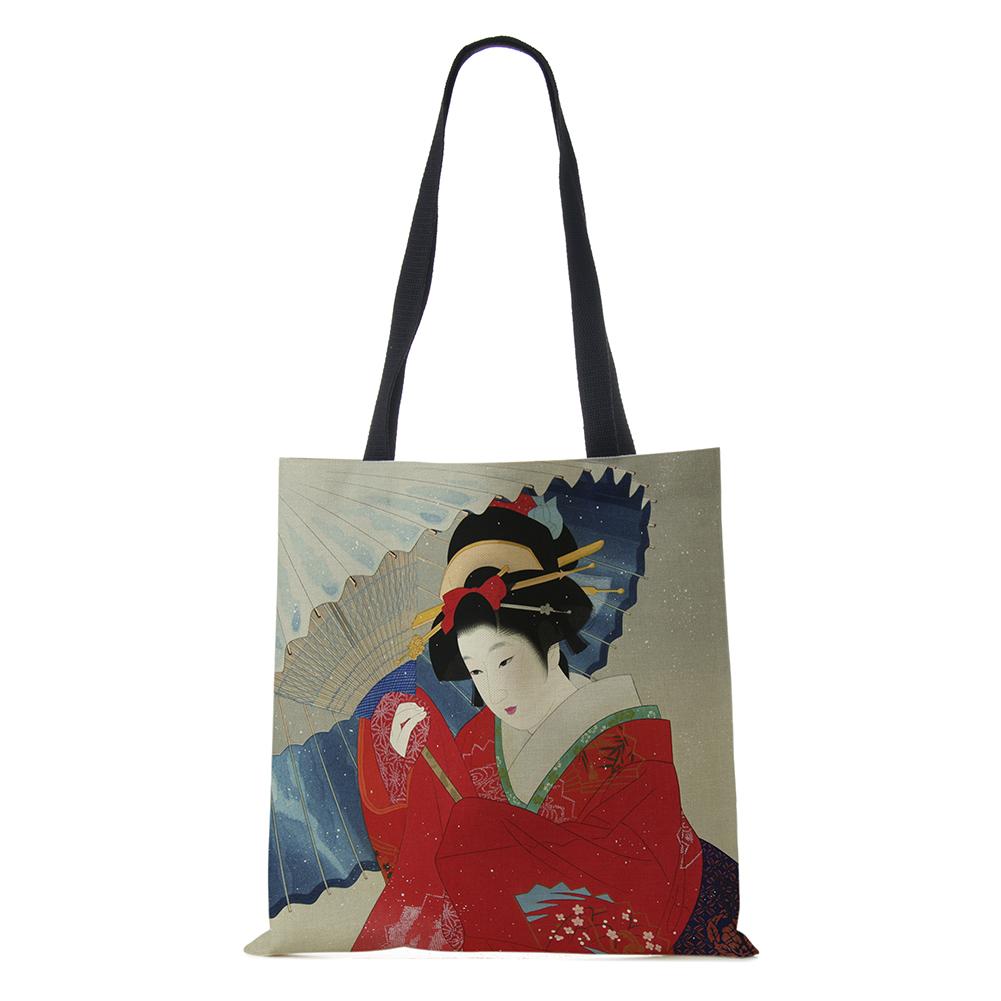 Мультяшная наплечная сумка Пейзаж Древность Женская многоразовая холщовая сумка-тоут Большой вместимости Повседневная для покупок Складная сумка для хранения KTY