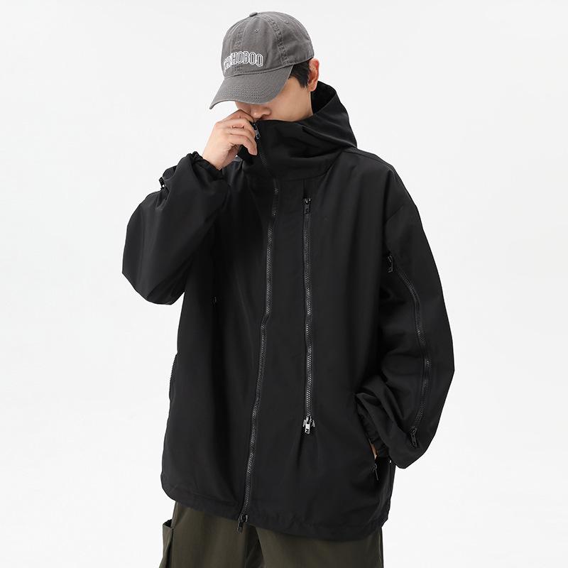 Ветрозащитная и водонепроницаемая износостойкая куртка с капюшоном и застежкой-молнией, универсальная куртка с бесшовным воротником, мужская куртка для пары
