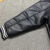 PU Leather-Lined Cotton Jacket Unisex Casual Zipper Jacket