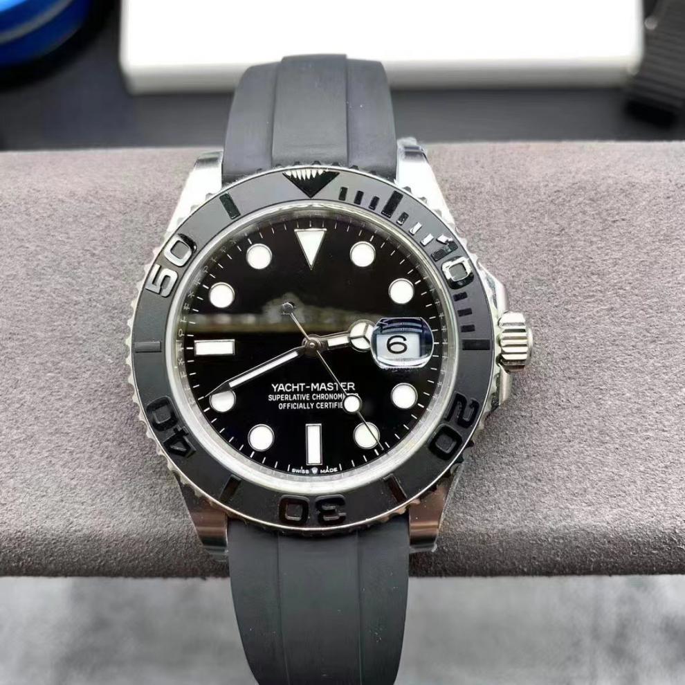 Rolex Yacht-Master 126622 Серые Светящиеся Календарь Механические Часы с Резиновым Браслетом - Водонепроницаемые Спортивные Часы