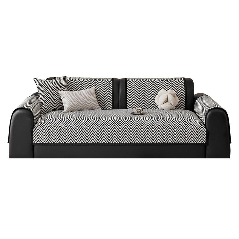 All-Season Chenille Sofa Cover Vintage Geometric Herringbone Non-Slip Couch Cushion