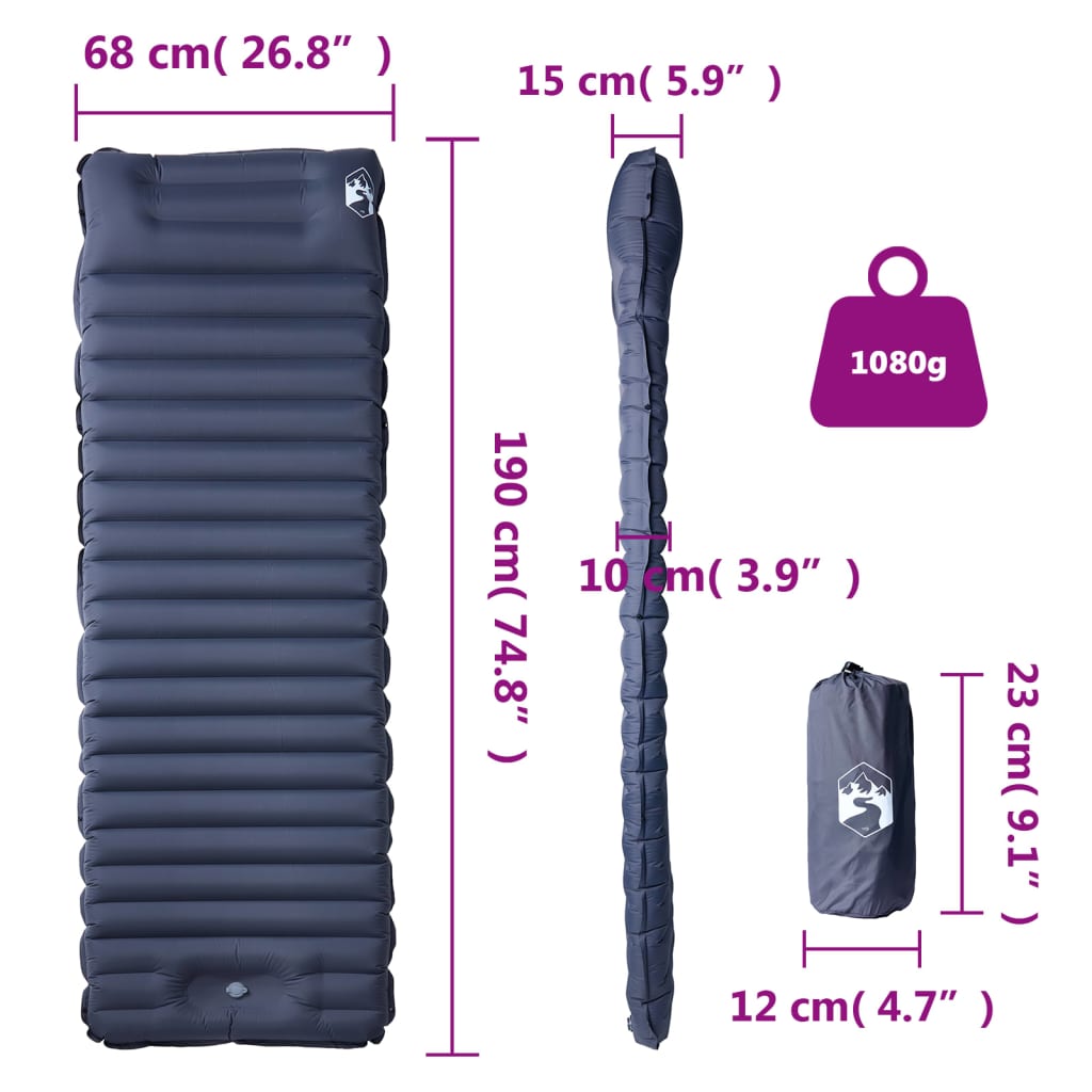 Self Inflating Sleeping Mat with Pillow Gray