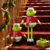 Standing Elf Doll Green Christmas Plush Toy, Soft Stuffed Animal with Polyester Retractable Long Leg for Holiday Home Fireplace Mantel Decor