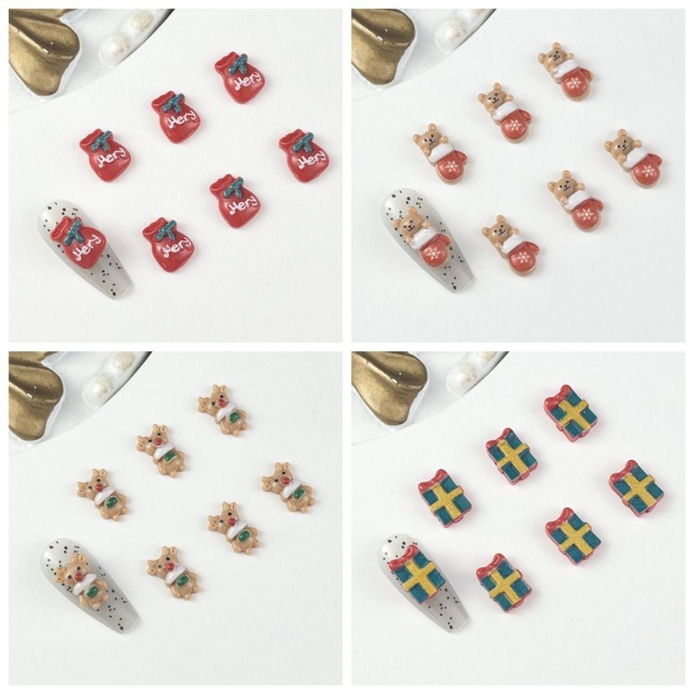 20 шт. смоляных рождественских украшений для маникюра, мультяшные украшения для ногтей, маникюрщица
